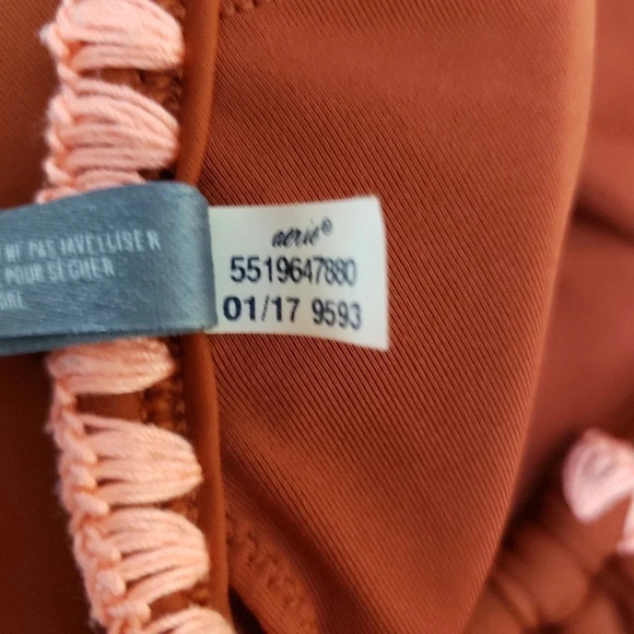 Aerie Crop Tankini Bikini Top Swimsuit Burnt Orange Halter Tie Back - Picture 10 of 10